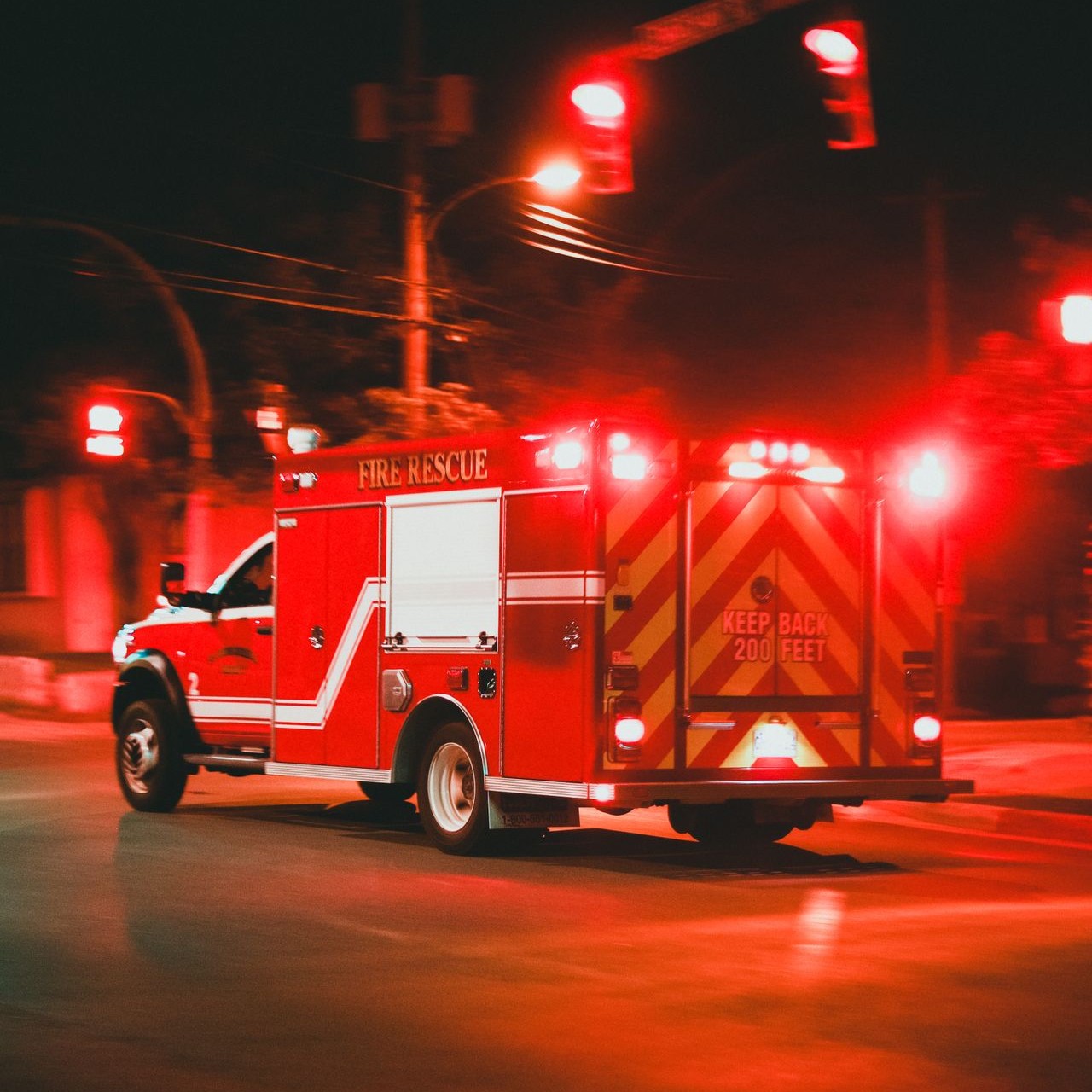 an ambulance at night