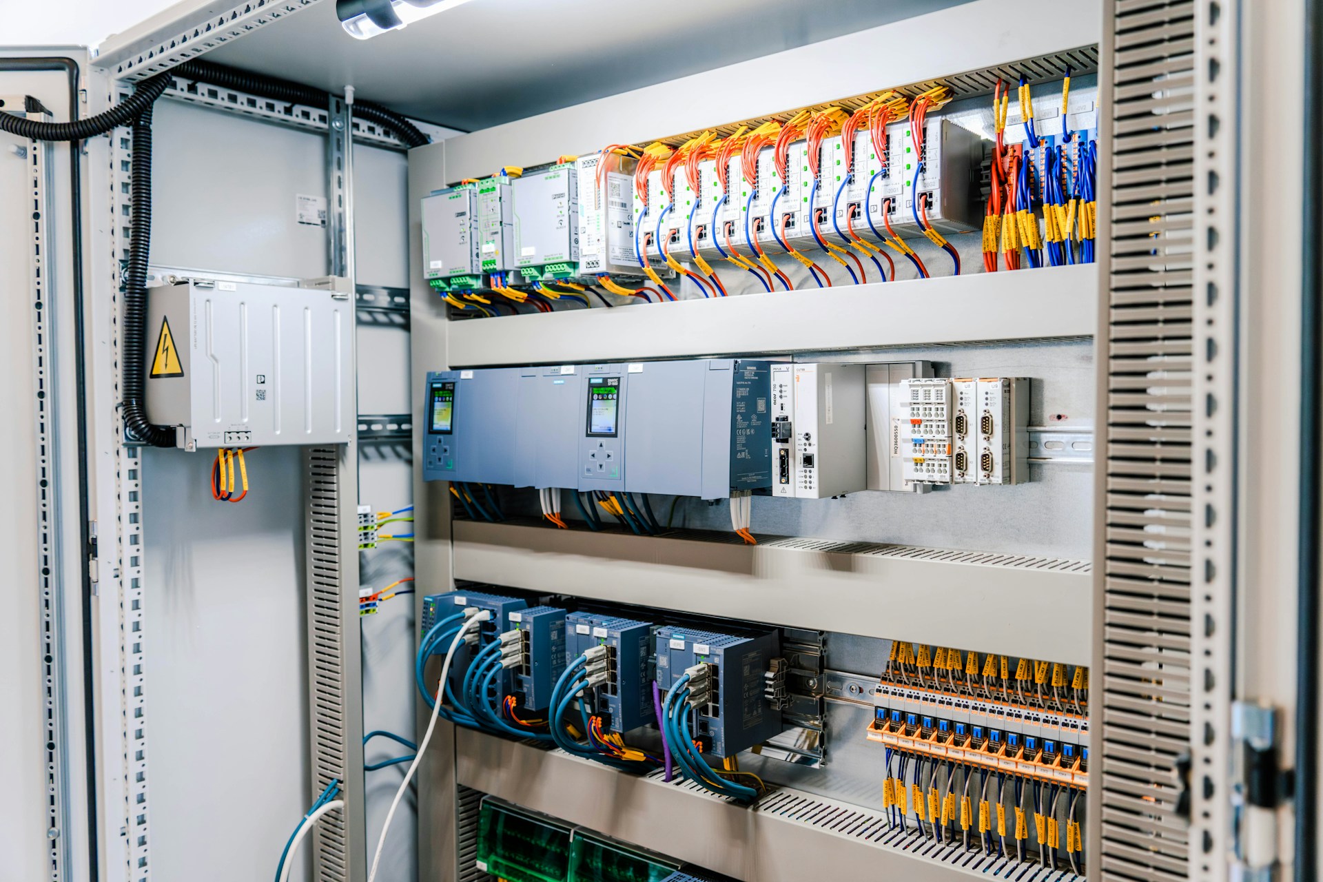 An open electrical panel