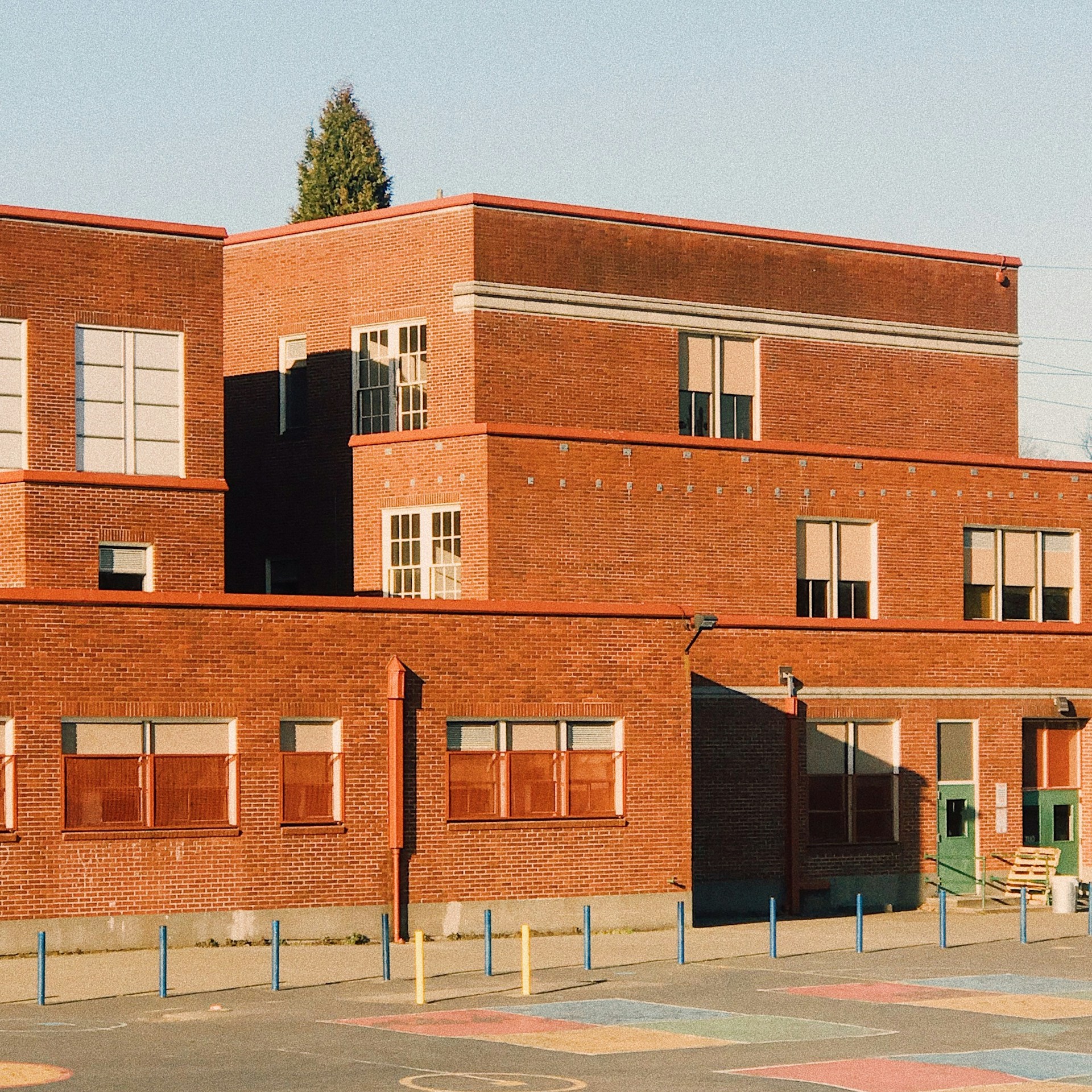 Outside of a brick school building